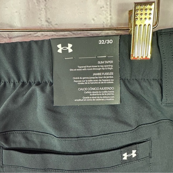 NWT Under Armour golf UA drive 5 pocket pant Black Slim Taper  men's 32x30 - Picture 3 of 11
